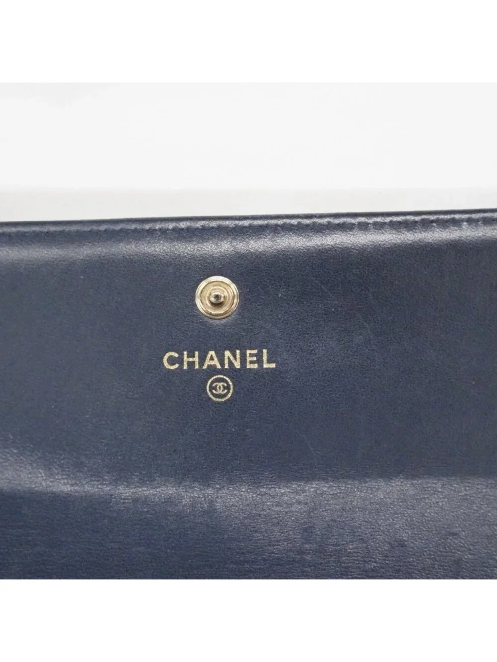 Chanel Wallet Boy Lambskin Navy Silver